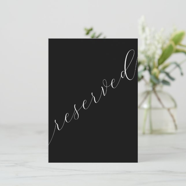 Black and White Reserved Minimalist Table Top Sign (Standing Front)