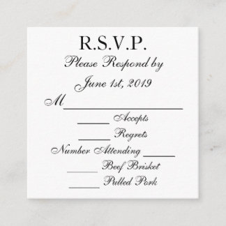Black and White Response RSVP Cards