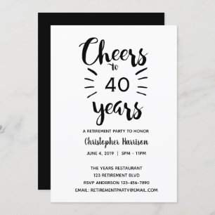 Black and White Retirement Invitation