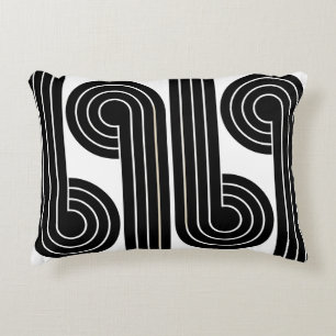 Black and White Retro Abstract Lines Decorative Cushion
