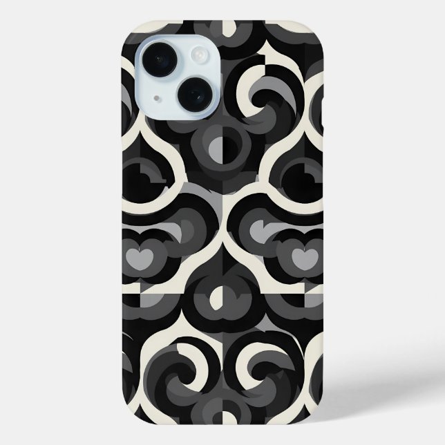 Black and White Retro Abstract Pattern Case-Mate iPhone Case (Back)