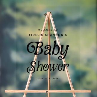 Black and White Retro Baby Shower Welcome Sign