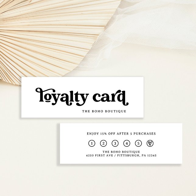 Black and White | Retro Boho Typography Loyalty Card (Creator Uploaded)