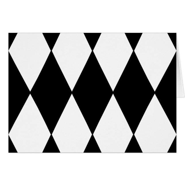 Black and White Retro Chequered Diamond Pattern (Front Horizontal)