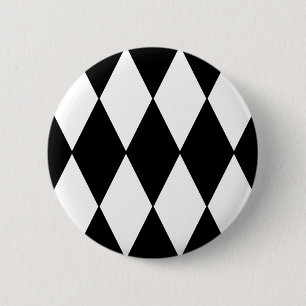 Black and White Retro Chequered Diamond Pattern 6 Cm Round Badge