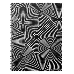 Black and White Retro Circles Pattern Notebook