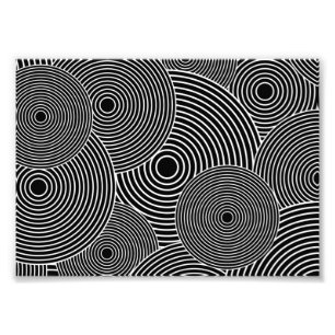 Black and White Retro Circles Pattern Photo Print