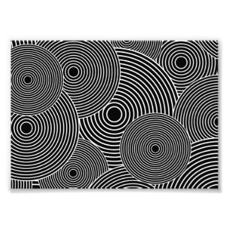 Black and White Retro Circles Pattern Photo Print