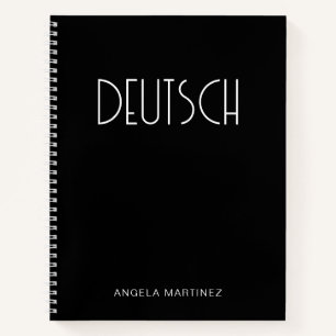 Black and White Retro Deutsch Language Study Notebook