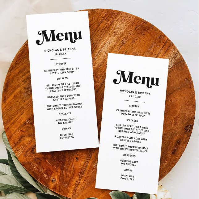 Black and White Retro Disco Wedding Menu (Creator Uploaded)
