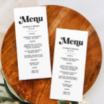 Black and White Retro Disco Wedding Menu<br><div class="desc">Perfect for your retro wedding. Embrace the retro wedding theme with a disco twist, creating an unforgettable disco wedding. This menu complements any disco wedding theme with its stylish black and white disco wedding theme. Imagine a disco ball wedding under the enchanting glow of classic elegance. The black wedding theme...</div>