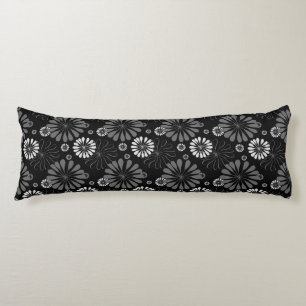 Black and White Retro Floral Body Cushion