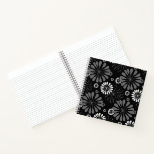 Black and White Retro Floral Notebook