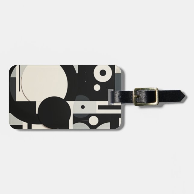 Black and White  Retro Luggage Tag (Front Horizontal)