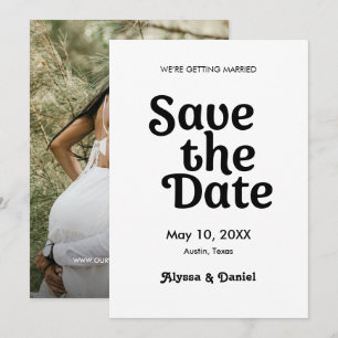Black and White Retro Modern Custom Photo Wedding  Invitation