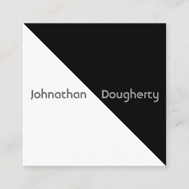 Black and White Retro Modern Minimalist Square Business Card (Front)