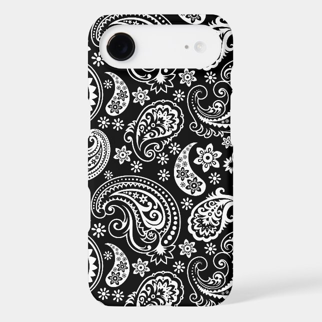 Black And White Retro Paisley Ham Pattern Case-Mate iPhone Case (Back)