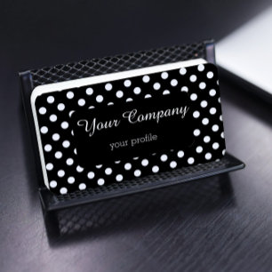 black and white retro polka business card