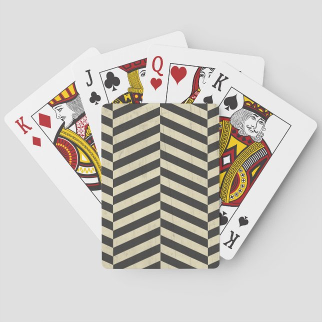 Black and White Retro Stripes Pattern Playing Cards (Back)
