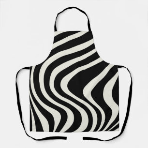 Black and white retro style waves apron