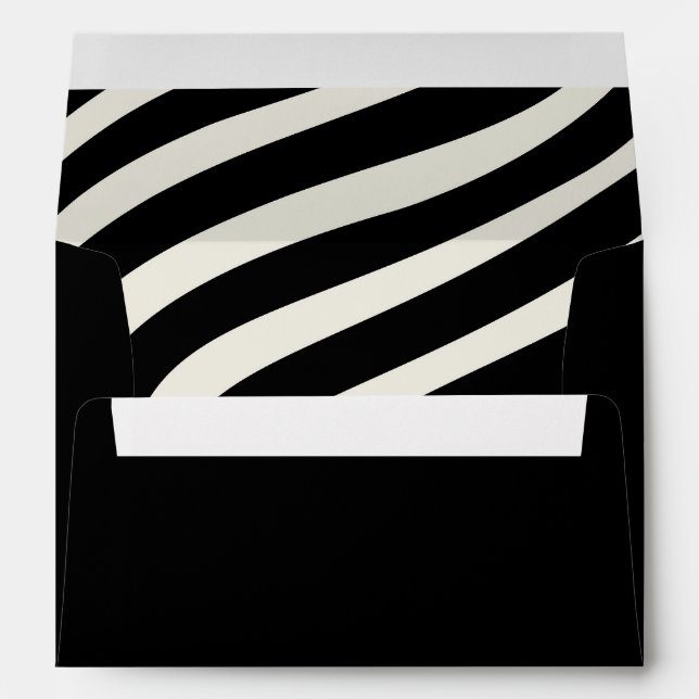 Black and white retro style waves envelope (Back (Bottom))