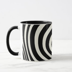 Black and white retro style waves mug