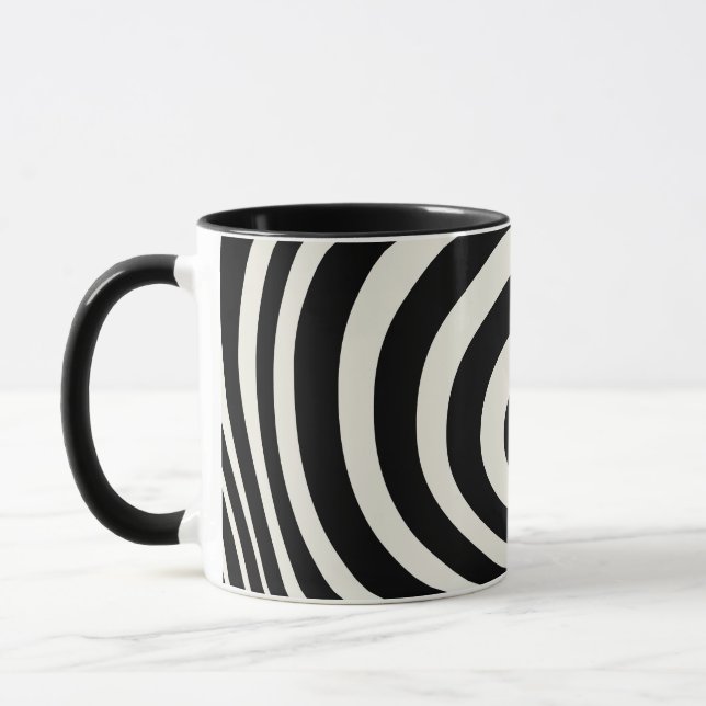 Black and white retro style waves mug (Left)