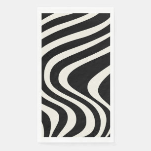 Black and white retro style waves napkin