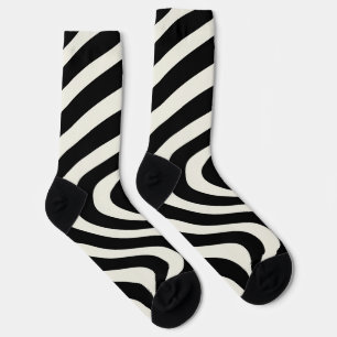 Black and white retro style waves socks