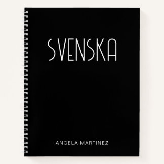 Black and White Retro Svenska Language Study Notebook
