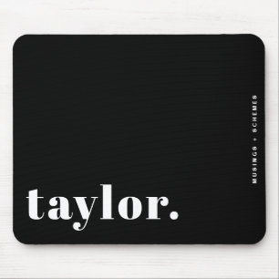 Black and White Retro Typography Personalised Mouse Pad