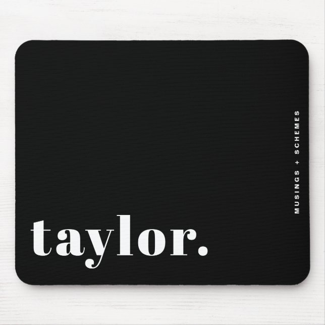 Black and White Retro Typography Personalised Mouse Pad (Front)