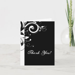 Black and White Reverse Swirl Design Thank You Card