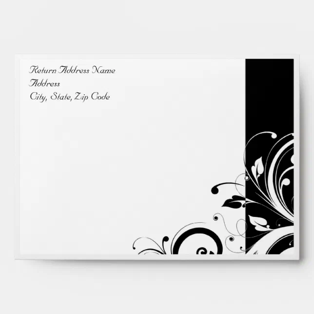 Black and White Reverse Swirl Envelope Zazzle