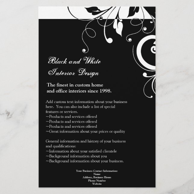 Black and White Reverse Swirl Flyer or Program (Front)
