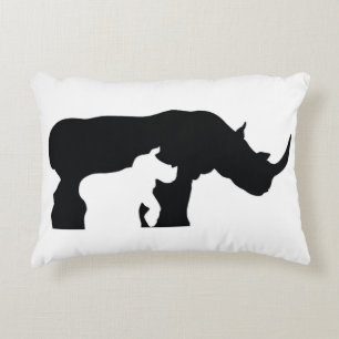 Black and White Rhino Decorative Cushion