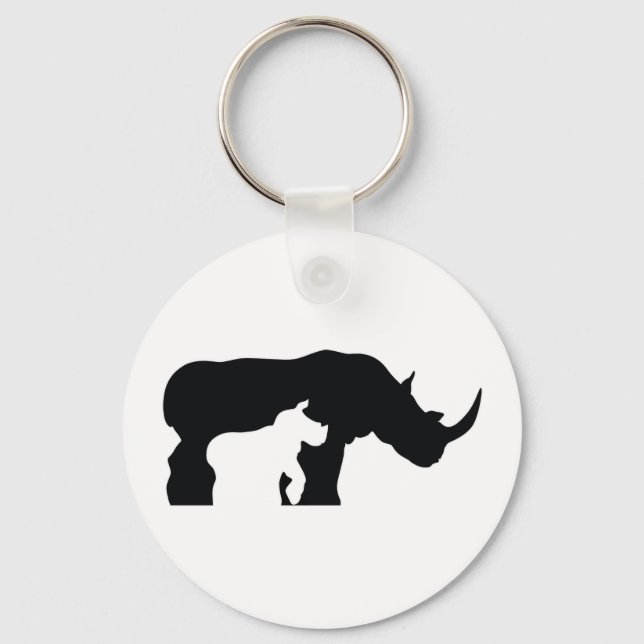 Black and White Rhino Key Ring (Front)