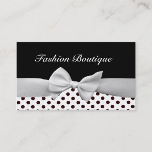 Black and white ribbon and polka dots business card