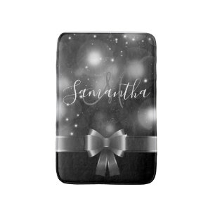 Black and White Ribbon Bath Mat