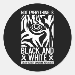 Black And White Ribbon Ehlers Danlos Zebra Rheumat Classic Round Sticker