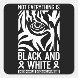Black And White Ribbon Ehlers Danlos Zebra Rheumat Square Sticker