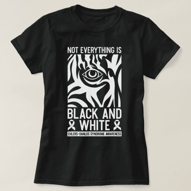 Black And White Ribbon Ehlers Danlos Zebra Rheumat T-Shirt (Design Front)