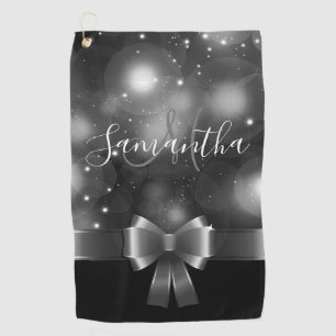 Black and White Ribbon Golf Towel