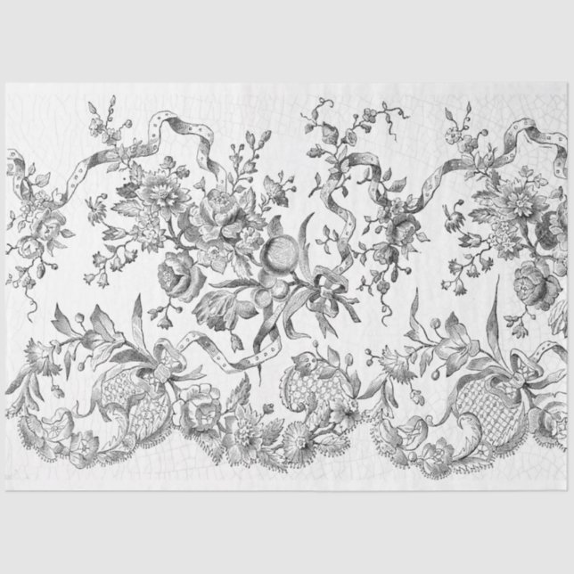 Black and White Ribbon Tissue Paper (Front)