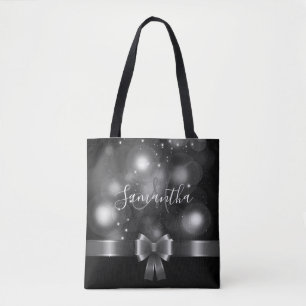 Black and White Ribbon Tote Bag
