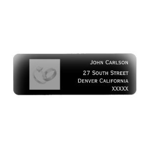 Black and white rings wedding address label return address label