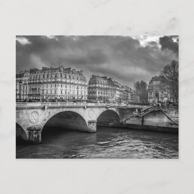 Black and White River Seine Postcard (Front)