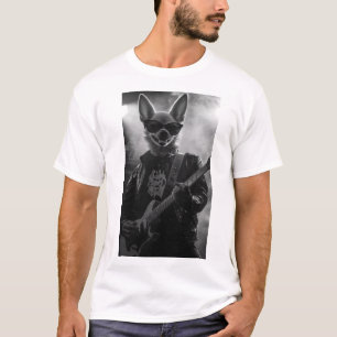 Black and White Rockstar Chihuahua White T-Shirt