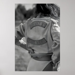 Black and White Rodeo Cowgirl Print, Western Home Poster