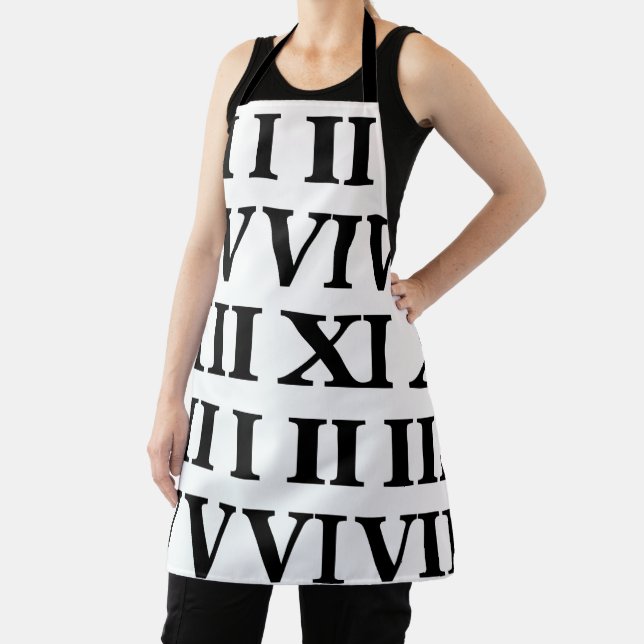 Black and White Roman Numeral  Apron (Insitu)
